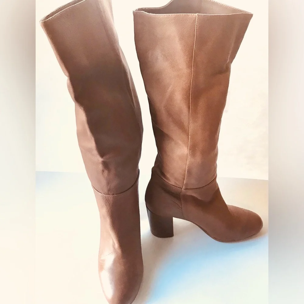 Wynona Leather Boots Tall Silent d  | Sz 39/US 8/8.5 | Carmel Tan Brown - Picture 3 of 16
